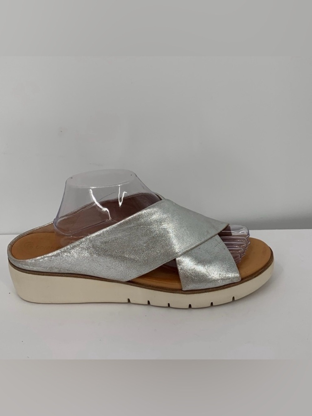 Corso Como Bilanka criss cross wedge platform slide mule shoe metallic women 12